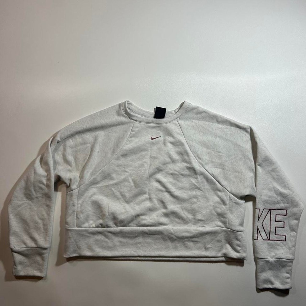 Nike Dri Fit Cropped Crewneck Sweatshirt Womens Size Medium Heather Gray